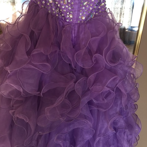 Purple ruffle hi-low gown - Picture 2 of 4